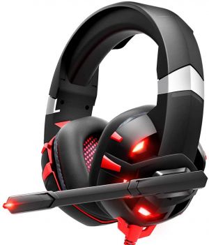 RUNMUS Gaming Headset Xbox One Headset with 7.1 Surround Sound Stereo, PS4 Headset with Noise Canceling Mic & LED Light, Compa