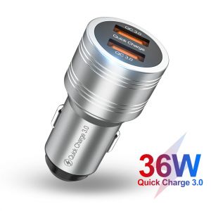 36W Quick Charge 3.0 Dual QC Car Charger for Samsung Xiaomi Fast Car Charging for iPhone Huawei QC3.0 Mobile Phone USB Charger